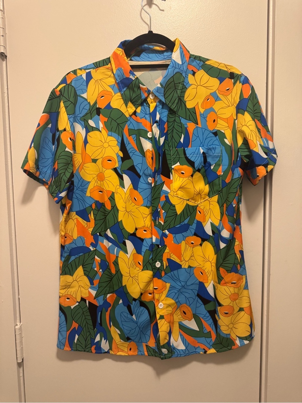Tropical Floral Button Down Shirt Men’s Small | SHEIN Short Sleeve Hawaiian Camp